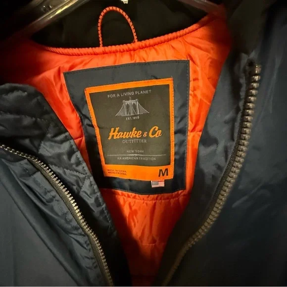Hawk & Co NWT Navy Blue Hooded Jacket Sz Med Ret $150 - Picture 4 of 7